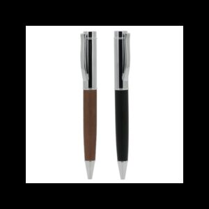 STYLO TWIST A BILLE EN METAL CLIP ET ANNEAU ARGENTES