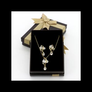 SET CHAINE + BOUCLES D'OREILLES DOREES BOITE A CADEAU EN CARTON