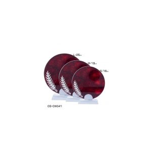 Trophée rond cristal avec plume effet bois rouge D20171107-34