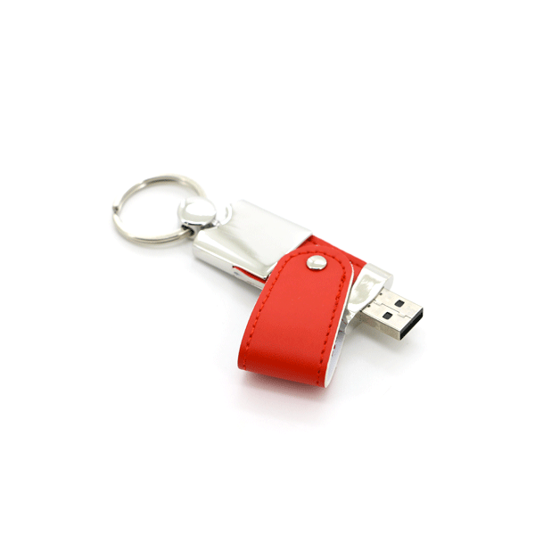 USB PORTE-CLE AVEC FERMETURE ROTATIVE EN SIMILICUIR